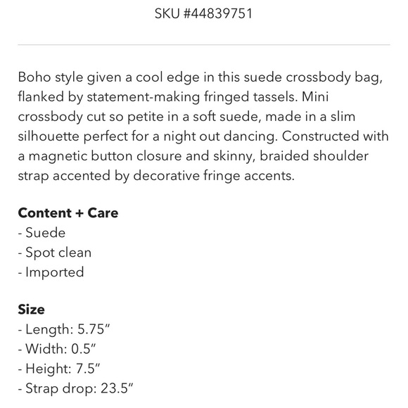 NWT Urban Outfitters Suede Tassel Fringe Mink Bag - Picture 4 of 7